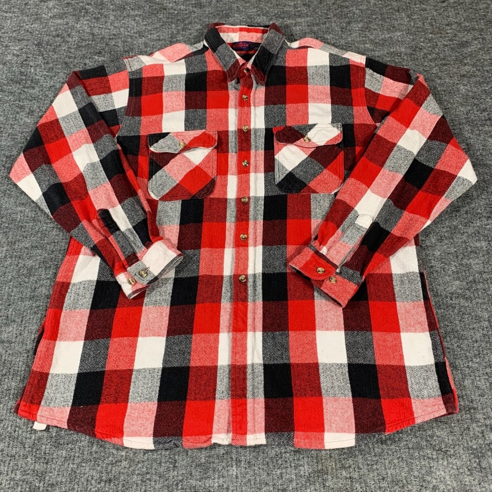 VTG Dakota Shirt Mens 2XL Tall Red Plaid Flannel Long Sleeve Button Up Grunge